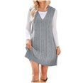 thumbnail image 1 of Women Tank Dress Sweater Skirts Vneck Ribbed Dresses Comfy Spring Sleeveless Skirt Casual Loose, 1 of 5