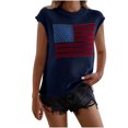 thumbnail image 1 of Women Tank Knit Tops Tshirts American Flag Tshirt Round Neck Blouses Summer Clothing Fashion Tee, 1 of 6