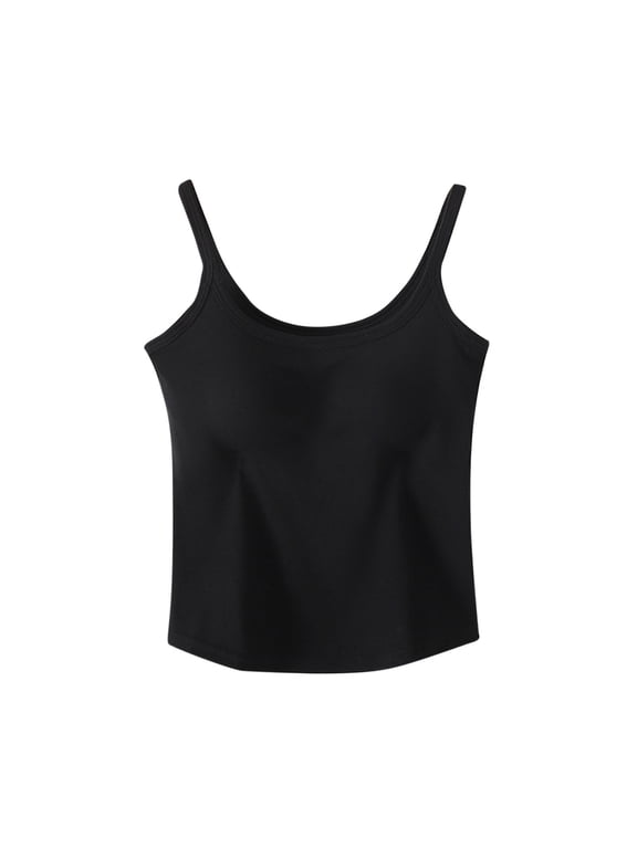 Women Tank Top with Built in Bra, Shelf Bra Camisole with Removable Pads, Wirefree Padded Cami Top for Layering, Stretchy Breathable homewear Tank, Cotton Spandex Sleepwear Tank Top