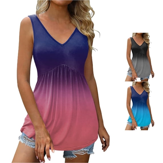 Women Tank Top Flowy Ruffled Sleeveless V Neck Tank Top Blouse with Waist Tie Casual Elegant Shirt Size 2XL