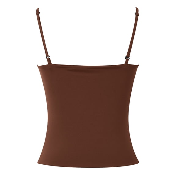 Women Tank Top Removable Padding Adjustable Strap Camisole Breathable Camisoles for Women Coffee M