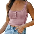 thumbnail image 1 of Yijfswar Women Tank Top Sleeveless Basic Fitted Crop Top Buttons Shirts Summer Slim Tee Top, 1 of 9