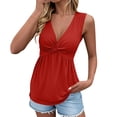 thumbnail image 1 of Women Tank Tops BWASD Slim Fit Deep V Neck Solid Color Sleeveless Camisole Sleeveless Basic Layering Shirts Going Out Top Red S-XXL, 1 of 7