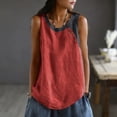 thumbnail image 1 of Women Tank Tops Cotton Linen Summer T Shirts Casual Sleeveless Boho Retro Contrast Color Lightweight Beach Tops 2026 Spring Summer Limited-time offer, 1 of 5