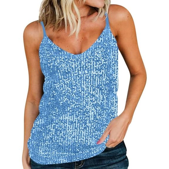 Women Tank Tops Ladies Sequin Camisole Blouse Sparkly Holiday Outfits
