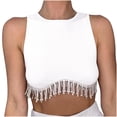 thumbnail image 1 of Women Tank Tops Ladies Sequin Tassel Sexy Vest Top Dance Club Sparkle Cami Swing Vest Clubwear Evening Party Glitter Strappy Tank Tops Y2K Cropped T Shirts, 1 of 3