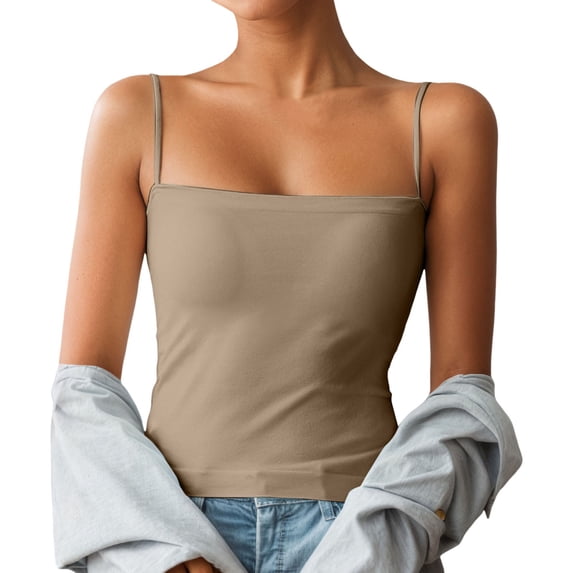 Women Tank Tops Lightweight Solid Summer Tank Tops Adjustable Tunic U Neck Sleeveless Tee Camisole Basic Cami Layering Shirts