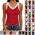 thumbnail image 1 of Women Tank Tops Round Neck Sleeveless Backless Summer Ribbed Fitted Cami Shirts, 1 of 6