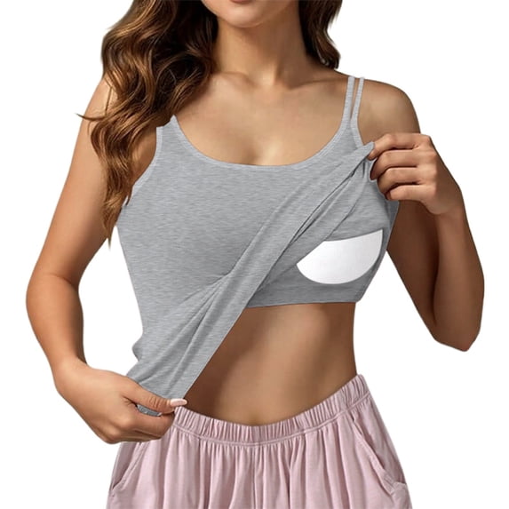 Women Tank Tops Scoop Neck Cute Ribbed Racerback Tops Low Cut Basic Athletic Clothes Grey M