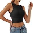 thumbnail image 1 of Women Tank Tops Soft Ribbed Sleeveless Fitted Basic Ribbed Tank Tops for Women Built In Bra Summer Going Out Undershirt Outfits Black L, 1 of 5