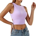 thumbnail image 1 of Women Tank Tops Soft Ribbed Sleeveless Fitted Basic Ribbed Tank Tops for Women Built In Bra Summer Going Out Undershirt Outfits Purple L, 1 of 5