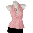 thumbnail image 1 of Women Tank Tops Solid Halter Neck Sleeveless Tie Back Crop Top Smocked Womens Cami Pink L, 1 of 4