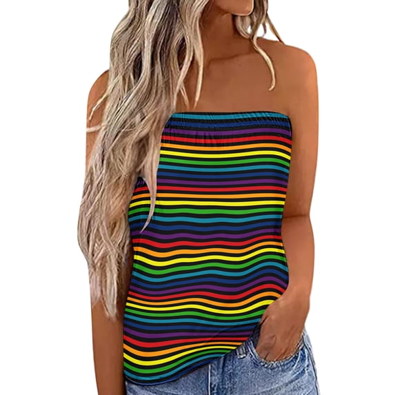 Women Tank Tops Strapless Sleeveless Bandeau Top for Summer Casual Holiday Loose Fit Style Versatile Women’s Tanks Yellow M