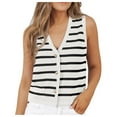thumbnail image 1 of Women Tank Tops Striped Sleeveless Button Up Cardigan Sweater Vests Knitted Fabric Casual Work Daily Wear, 1 of 6