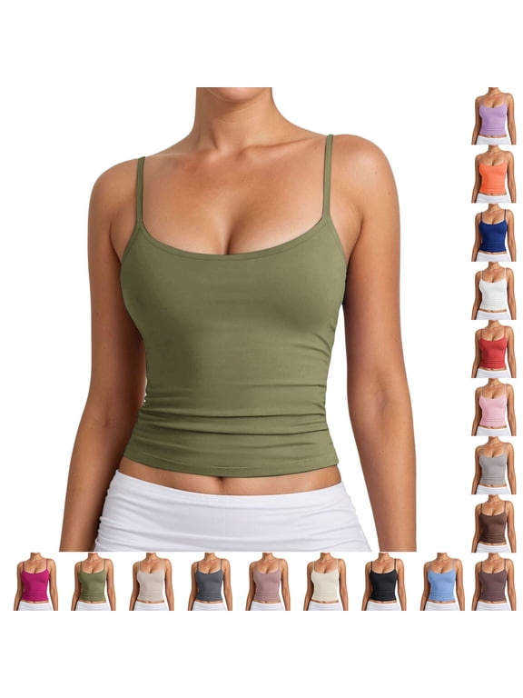 Women Tank Tops Summer Adjustable Spaghetti Strap Going out Tops Braless Tank Tops Casual Work Outfits for Women, Size XS-2XL