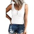 thumbnail image 1 of Women Tank Tops Summer Casual Ribbed Sleeveless Basic Cami Top Slim Henley Button Down Blouses, 1 of 6