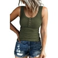 thumbnail image 1 of Women Tank Tops Summer Casual Ribbed Sleeveless Basic Cami Top Slim Henley Button Down Blouses, 1 of 6