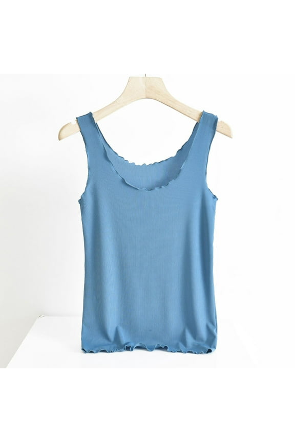 Women Tank Tops Summer Solid Color Sleeveless Shirts Casual Loose Fit Standard Straps Blouses