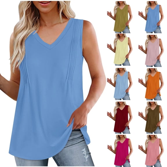 Women Tank Tops Summmer Sleeveless Tops Shirt Fashion Women's Spring/Summer Solid Color Casual-neck Sleeveless Top Tank Top Summmer Shirts for Women S-2XL
