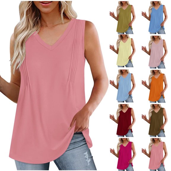 Women Tank Tops Summmer Sleeveless Tops Shirt Fashion Women's Spring/Summer Solid Color Casual-neck Sleeveless Top Tank Top Summmer Shirts for Women S-2XL