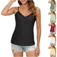 thumbnail image 1 of Women Tank Tops Summmer Sleeveless Tops Shirt Women's New Solid Color V-neck Hollow Lace Lace Camisole Sleeveless Tops for Women Under $5 S-2XL, 1 of 7