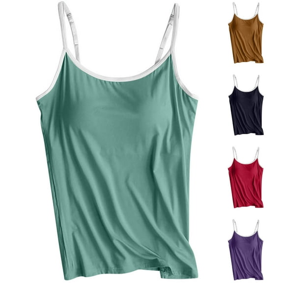 Women Tank Tops Summmer Sleeveless Tops Shirt Women's Solid Color IOU Adjustable Slim Camisole Tank Top Without Steel Ring Underwear Yoga Sports Tank Beach Vacation Clothes for Women S-4XL