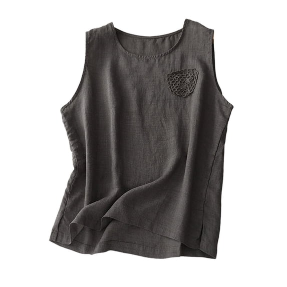 Women Tank Tops Wide Strap Padded Loose Ribbed Tank Tops for Women Built In Bra Summer Tops Clothes Outfits Grey M