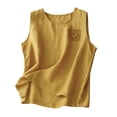 thumbnail image 1 of Women Tank Tops Wide Strap Padded Loose Ribbed Tank Tops for Women Built In Bra Summer Tops Clothes Outfits Yellow L, 1 of 7