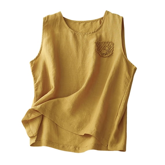 Women Tank Tops Wide Strap Padded Loose Ribbed Tank Tops for Women Built In Bra Summer Tops Clothes Outfits Yellow L