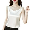 thumbnail image 1 of Women Tank Tops Womens Camisole Glossy Satin Sleeveless V Neck Lace Toggle Simple Cut Sweatshirt Womens Tops, 1 of 6