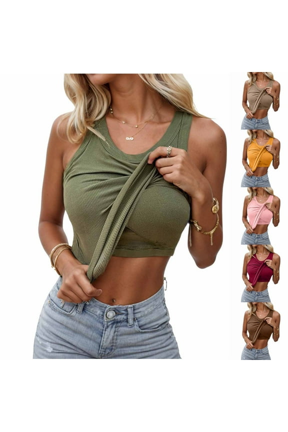 Women Tank Tops with Built In Bra Sleeveless Breathable Retro Summer Tshirt Adjustable Spaghetti Strap Basic Basic Undershirt