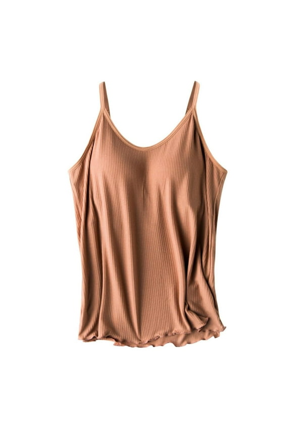 Women Tank Tops with Built In Bras Sleeveless Racerback Casual Basic Ribbed Shirts High Neck Slim Fit Tops