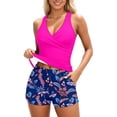 thumbnail image 1 of Women Tankini Skirted Bottom Two Piece Swimsuit Beach Pool,Hot Pink2,2XL, 1 of 5