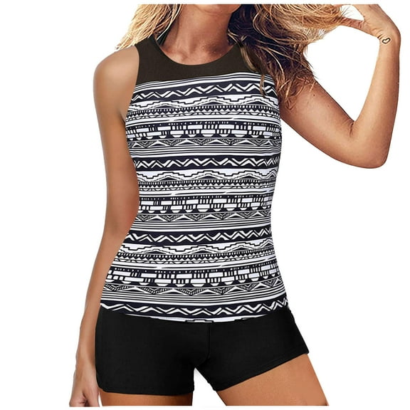 Women Tankini Swimsuit Tummy Control Top With Shorts Two Piece Bathing Suit