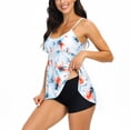 thumbnail image 1 of Women Tankini Swimsuits Flower Leaf Print Back Cutout Swimming Trunks Sling Tummy Control Bathing Suit, 1 of 6