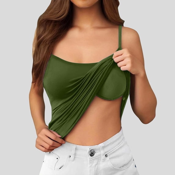 Women Tanks Camis Seamless Comfort Camisole Built In Bra Padded Tank Top For Everyday Wear And Layering,XL