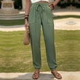 thumbnail image 1 of Women Taper Pants Harem Lightweight Thin Breathable Long Pants with Elastic Waist Pleated Casual Lounge Pants Bundle Foot Slim Fit Summer Trousers, Army Green (X-Large), 1 of 6