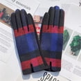 thumbnail image 1 of Women Tartan Checked Plaid Touchscreen Gloves Winter Warm Christmas Holiday Gift Blue, 1 of 5