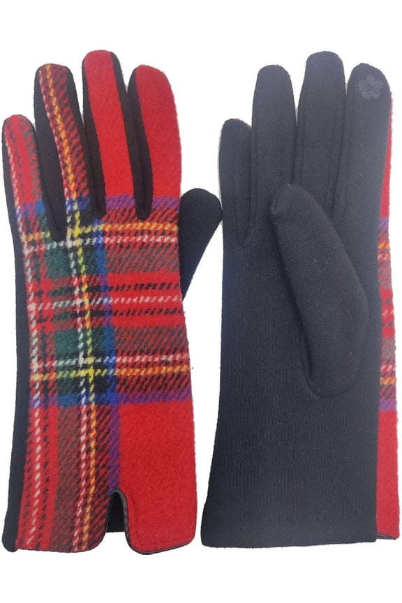 Women Tartan Checked Plaid Touchscreen Gloves Winter Warm Christmas Holiday Gift (EE Royal Stewart Tartan)