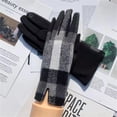 thumbnail image 1 of Women Tartan Checked Plaid Touchscreen Gloves Winter Warm Christmas Holiday Gift Gray, 1 of 5