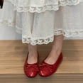 thumbnail image 1 of Women Tassel Bow Ballet Flats, Round Toe Slip‑On Soft Ballerina Shoes, Lightweight Flat Dress Shoes for Party Wedding Office, 1 of 9