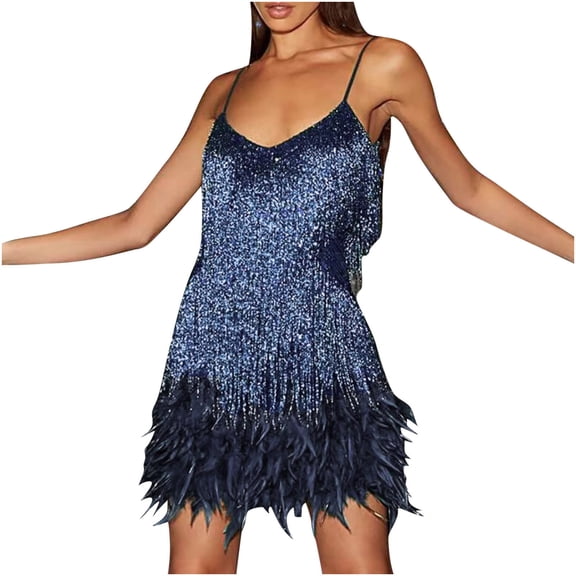 Women Tassel Dress For Women Sexy Sequins Tassels Flapper Dress 1920 Gatsby Cocktail Dance Dress Mini Bodycon Club Dress