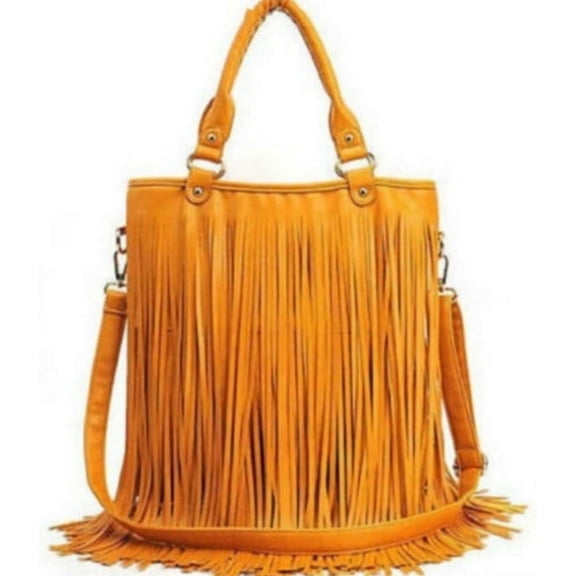 Women Tassel Fringe Shoulder bag Big Tote Messenger Handbag Hobo Cross Body Bag (Black)