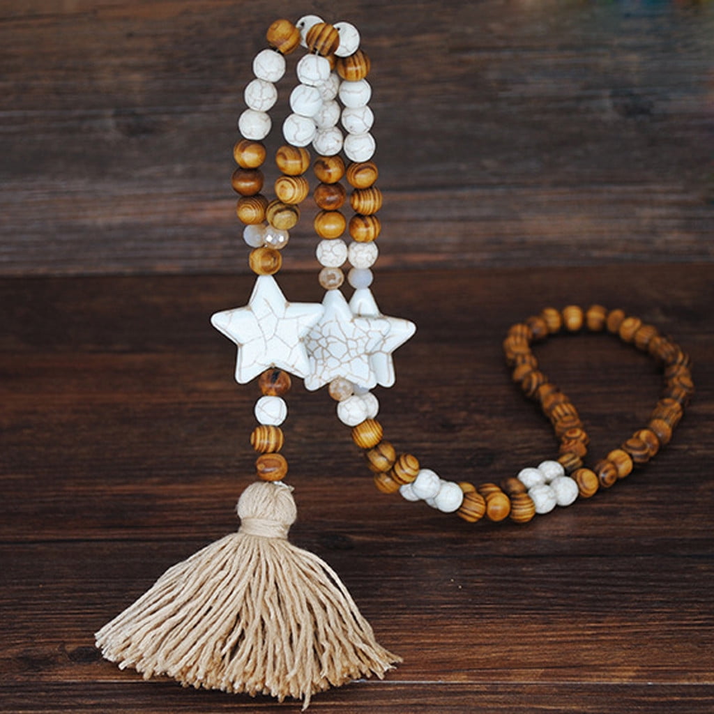 Sari Silk Tassel + Wood Bead Necklace – Two Sisters Boutique
