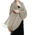 thumbnail image 1 of TZ Promise Women Taupe Pashmina Shawl and Wrap Soft Solid Color Scarf with Fringes, 1 of 5