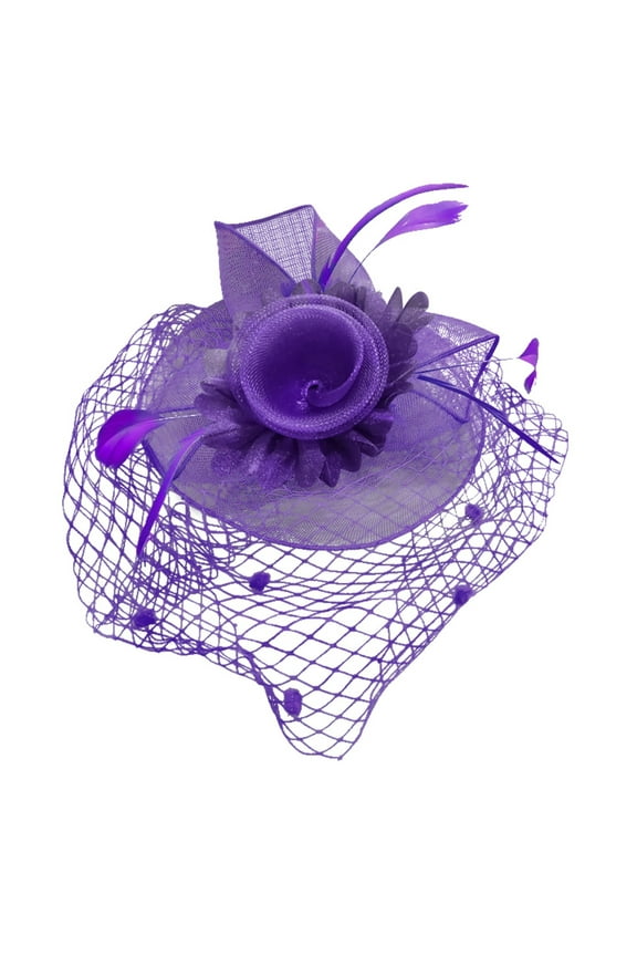 Women Tea Party Headband Wedding Flower Cocktail Mesh Hair Clip