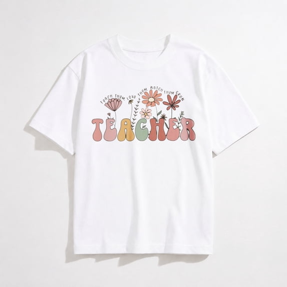 Women Teach Them Love Them Watch Them Grow Wildflower Teacher Shirts Summer Inspirational Teaching Halloween Graphic Tees