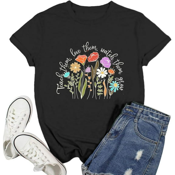Women Teacher Shirt Preschool Teacher Flower Shirts Kindness T-Shirts Wildflowers Tee Shirt