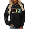 thumbnail image 1 of Women Teacher Sweatshirt Teach Them to Be Kind Graphic Shirt Casual Loose Long Sleeve Crew Neck Top, 1 of 5