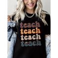thumbnail image 1 of Women Teacher T-Shirt Teach Graphic Shirt Casual Loose Short Sleeve Crew Neck Top, 1 of 5